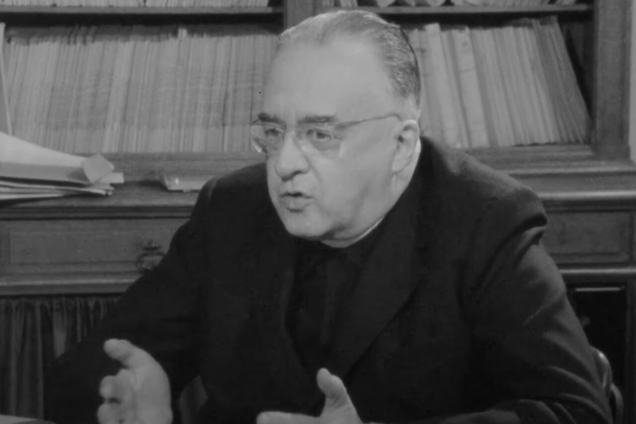A still of George Lemaître from an interview in 1964